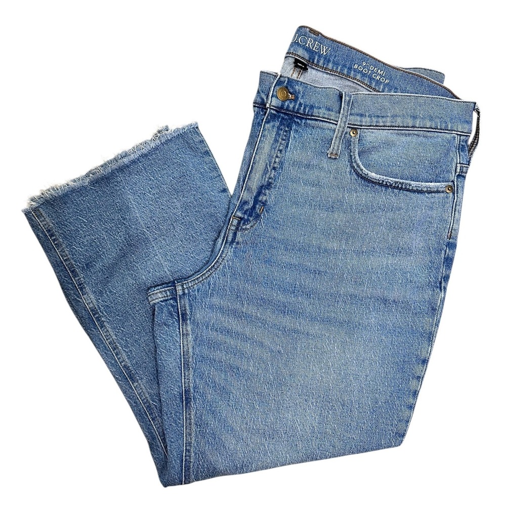J.Crew Womens 9" Demi Boot Crop Jeans Size 34 Brommell Wash Frayed Hem Denim‎